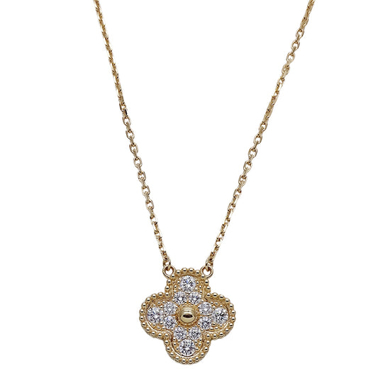 Van Cleef & Arpels ヴァンクリーフ＆アーペル ヴィンテージアルハンブラ ネックレス 750YG ダイヤモンド レディース 磨き済み 【中古】
