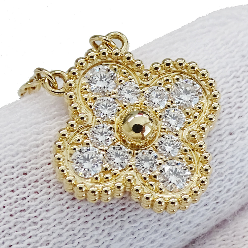 Van Cleef & Arpels ヴァンクリーフ＆アーペル ヴィンテージアルハンブラ ネックレス 750YG ダイヤモンド レディース 磨き済み 【中古】