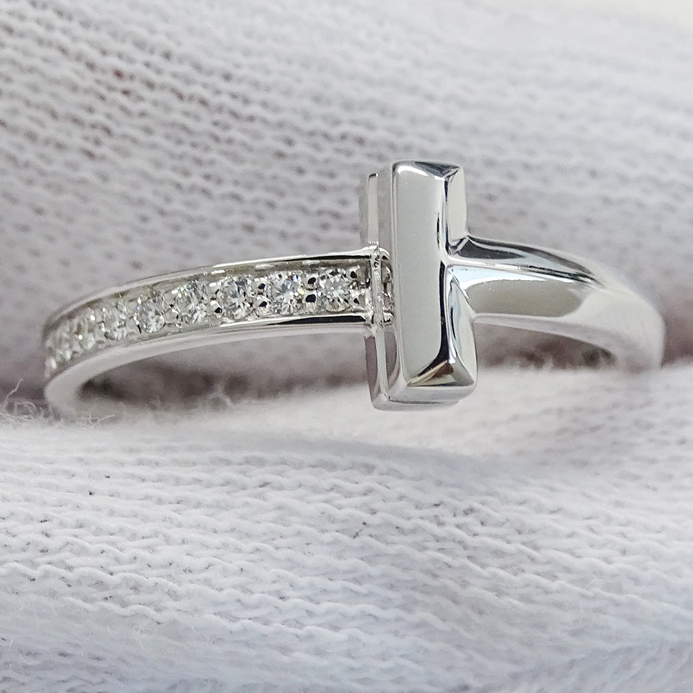TIFFANY&Co. ティファニー Tワン リング 指輪 750WG ホワイトゴールド 約11号 レディース 磨き済み【中古】