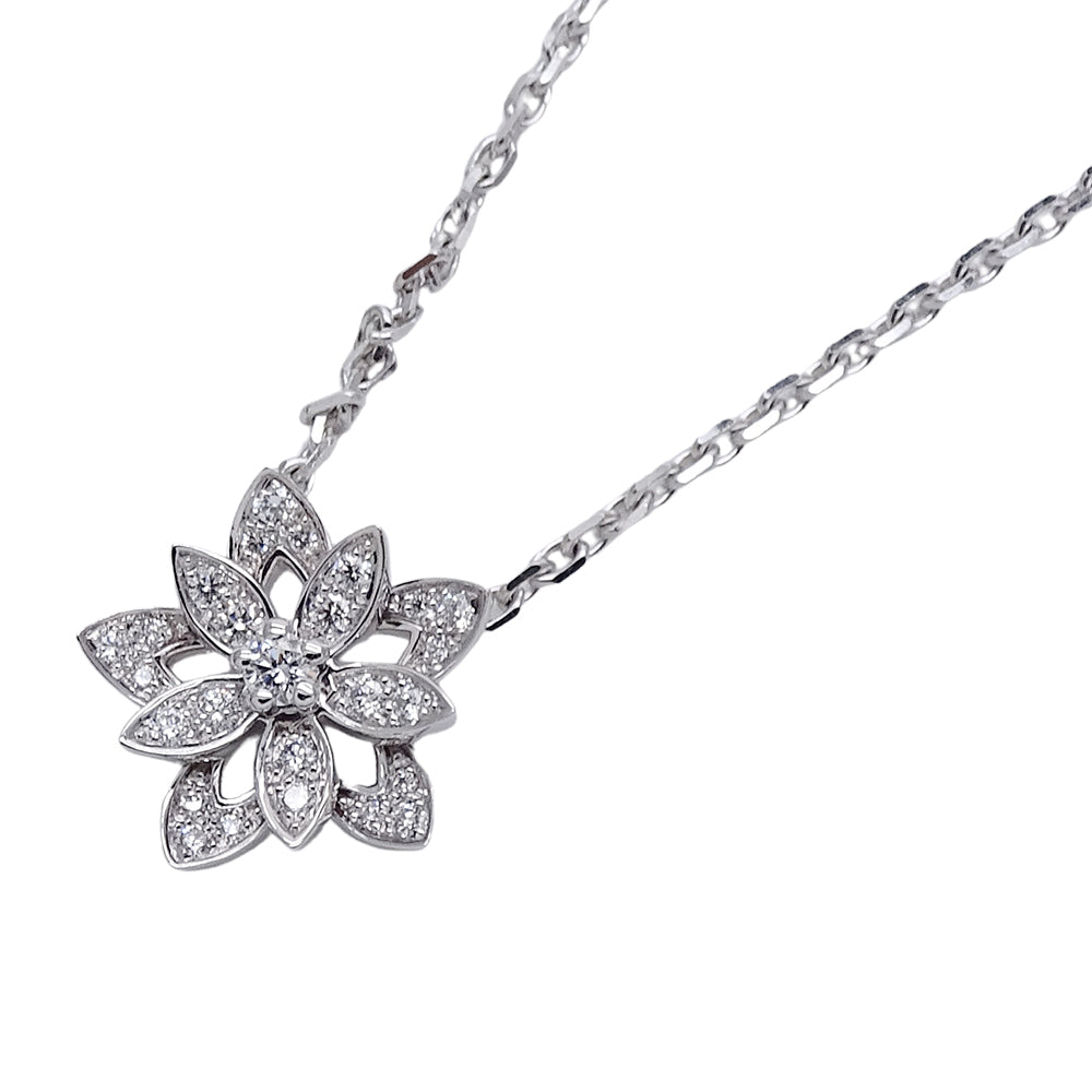 Van Cleef & Arpels ヴァンクリーフ＆アーペル ロータス ミニ ネックレス 750WG ホワイトゴールド レディース 磨き済み【中古】