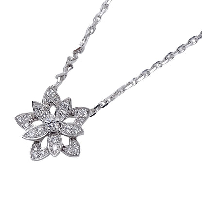 Van Cleef & Arpels ヴァンクリーフ＆アーペル ロータス ミニ ネックレス 750WG ホワイトゴールド レディース 磨き済み【中古】