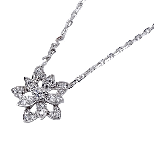 Van Cleef & Arpels ヴァンクリーフ＆アーペル ロータス ミニ ネックレス 750WG ホワイトゴールド レディース 磨き済み【中古】