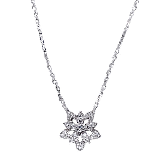 Van Cleef & Arpels ヴァンクリーフ＆アーペル ロータス ミニ ネックレス 750WG ホワイトゴールド レディース 磨き済み【中古】