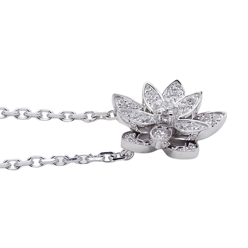 Van Cleef & Arpels ヴァンクリーフ＆アーペル ロータス ミニ ネックレス 750WG ホワイトゴールド レディース 磨き済み【中古】