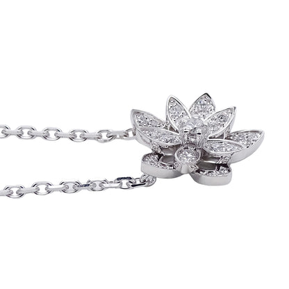 Van Cleef & Arpels ヴァンクリーフ＆アーペル ロータス ミニ ネックレス 750WG ホワイトゴールド レディース 磨き済み【中古】