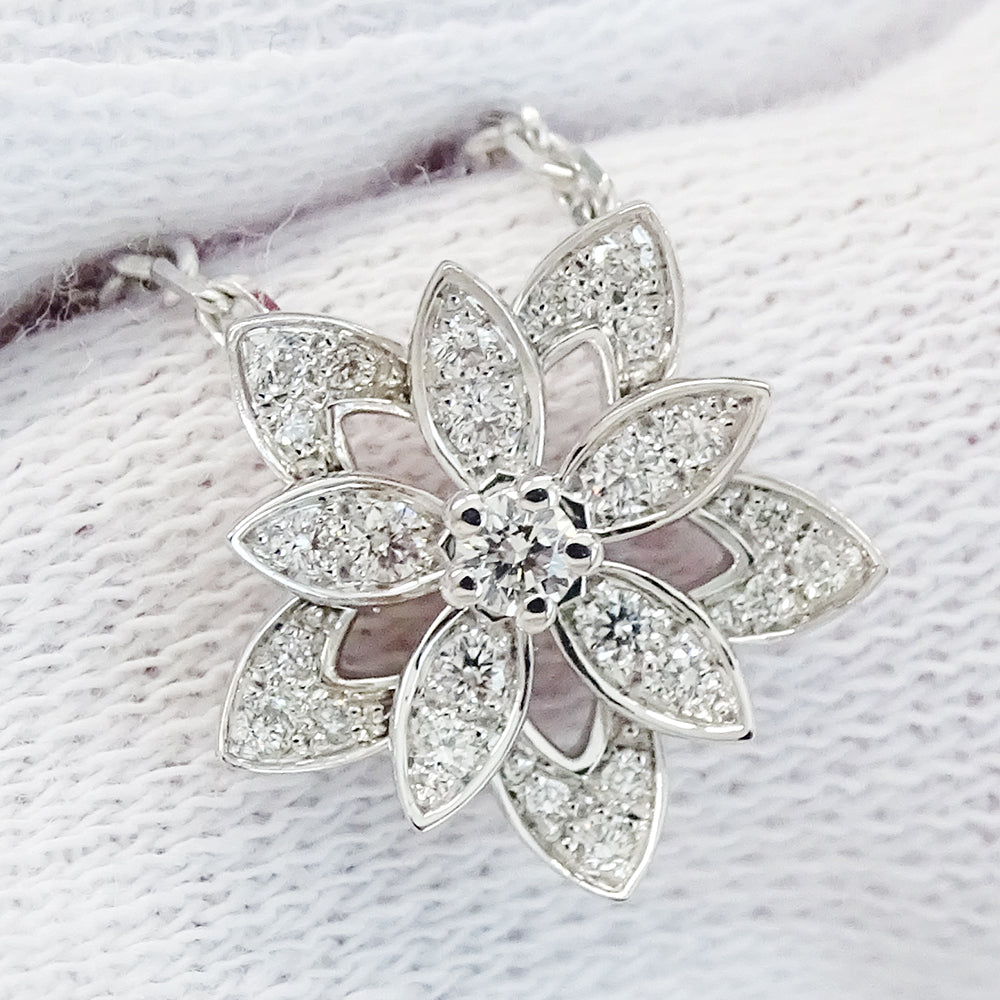Van Cleef & Arpels ヴァンクリーフ＆アーペル ロータス ミニ ネックレス 750WG ホワイトゴールド レディース 磨き済み【中古】