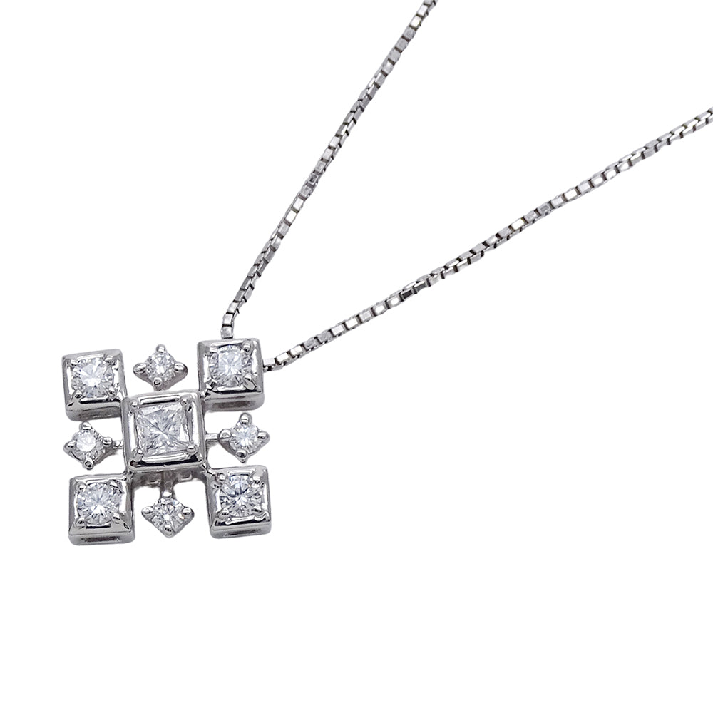 ROYAL ASSCHER ロイヤルアッシャー ネックレス PT850 PT900 ダイヤモンド D0.48 レディース 磨き済み【中古】