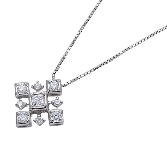 ROYAL ASSCHER ロイヤルアッシャー ネックレス PT850 PT900 ダイヤモンド D0.48 レディース 磨き済み【中古】