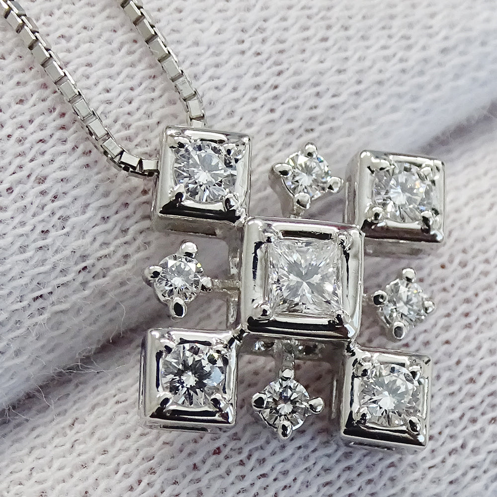 ROYAL ASSCHER ロイヤルアッシャー ネックレス PT850 PT900 ダイヤモンド D0.48 レディース 磨き済み【中古】