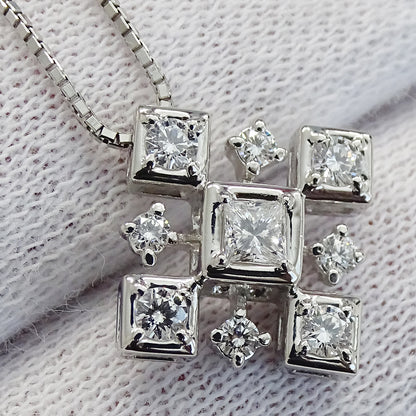 ROYAL ASSCHER ロイヤルアッシャー ネックレス PT850 PT900 ダイヤモンド D0.48 レディース 磨き済み【中古】