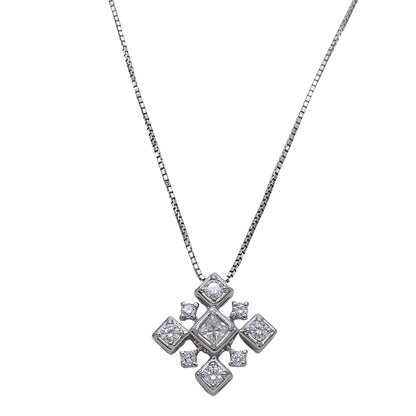 ROYAL ASSCHER ロイヤルアッシャー ネックレス PT850 PT900 ダイヤモンド D0.48 レディース 磨き済み【中古】