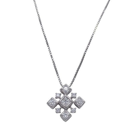 ROYAL ASSCHER ロイヤルアッシャー ネックレス PT850 PT900 ダイヤモンド D0.48 レディース 磨き済み【中古】