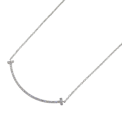 TIFFANY&Co. ティファニー Tスマイル スモール ネックレス 750WG ダイヤモンド レディース 磨き済み【中古】