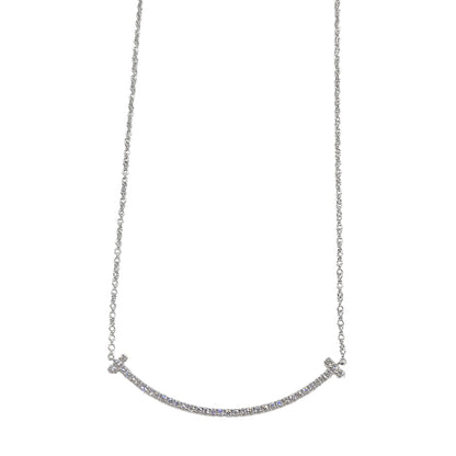 TIFFANY&Co. ティファニー Tスマイル スモール ネックレス 750WG ダイヤモンド レディース 磨き済み【中古】