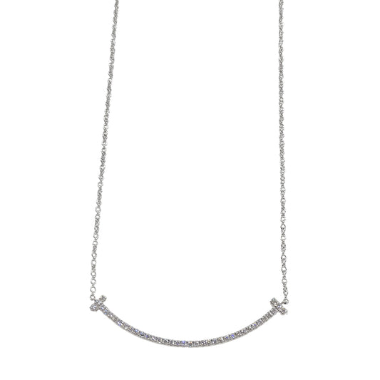 TIFFANY&Co. ティファニー Tスマイル スモール ネックレス 750WG ダイヤモンド レディース 磨き済み【中古】
