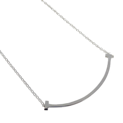 TIFFANY&Co. ティファニー Tスマイル スモール ネックレス 750WG ダイヤモンド レディース 磨き済み【中古】