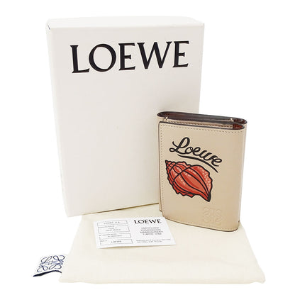 LOEWE ロエベ シェルトライフォールドウォレット 三つ折り財布 アナグラム ベージュ レディース 【中古】