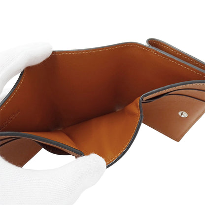 LOEWE ロエベ シェルトライフォールドウォレット 三つ折り財布 アナグラム ベージュ レディース 【中古】