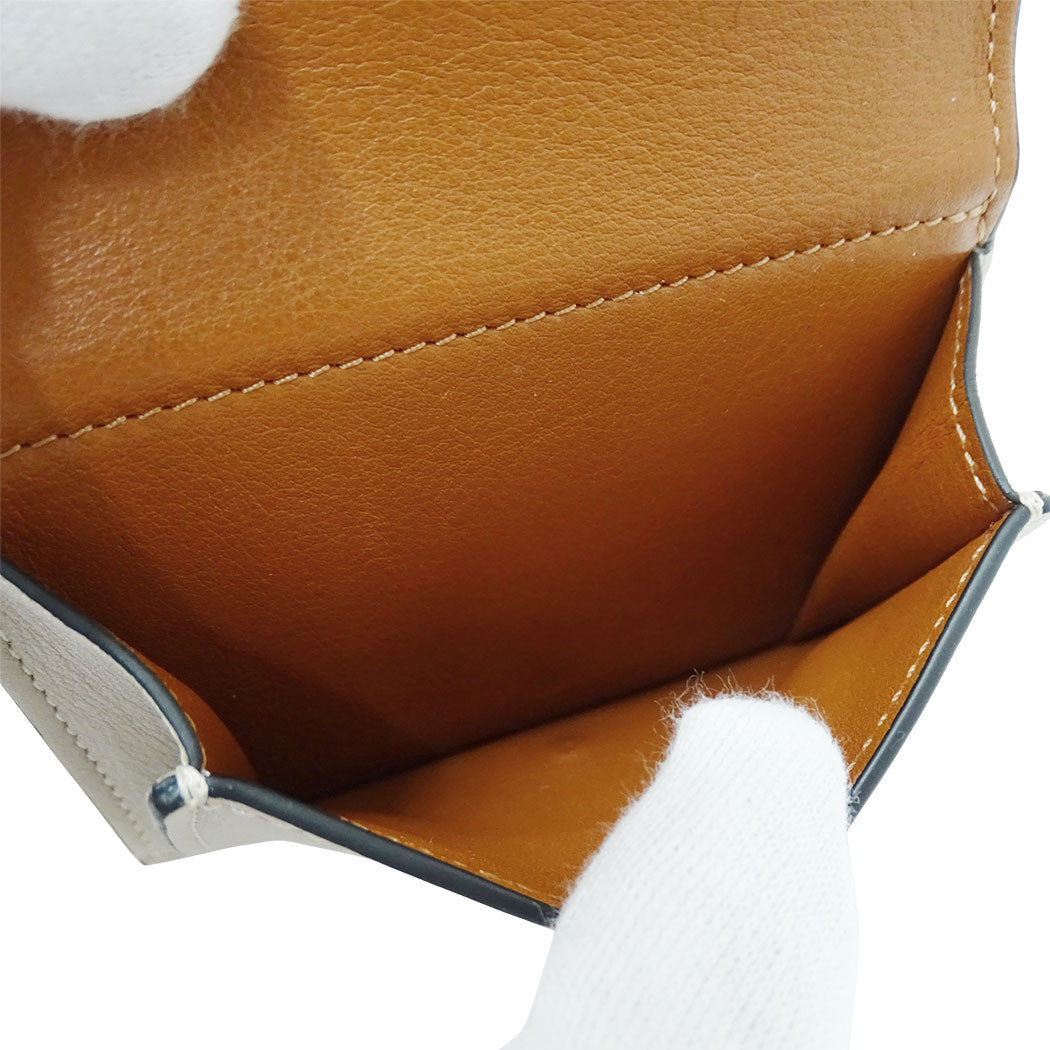 LOEWE ロエベ シェルトライフォールドウォレット 三つ折り財布 アナグラム ベージュ レディース 【中古】