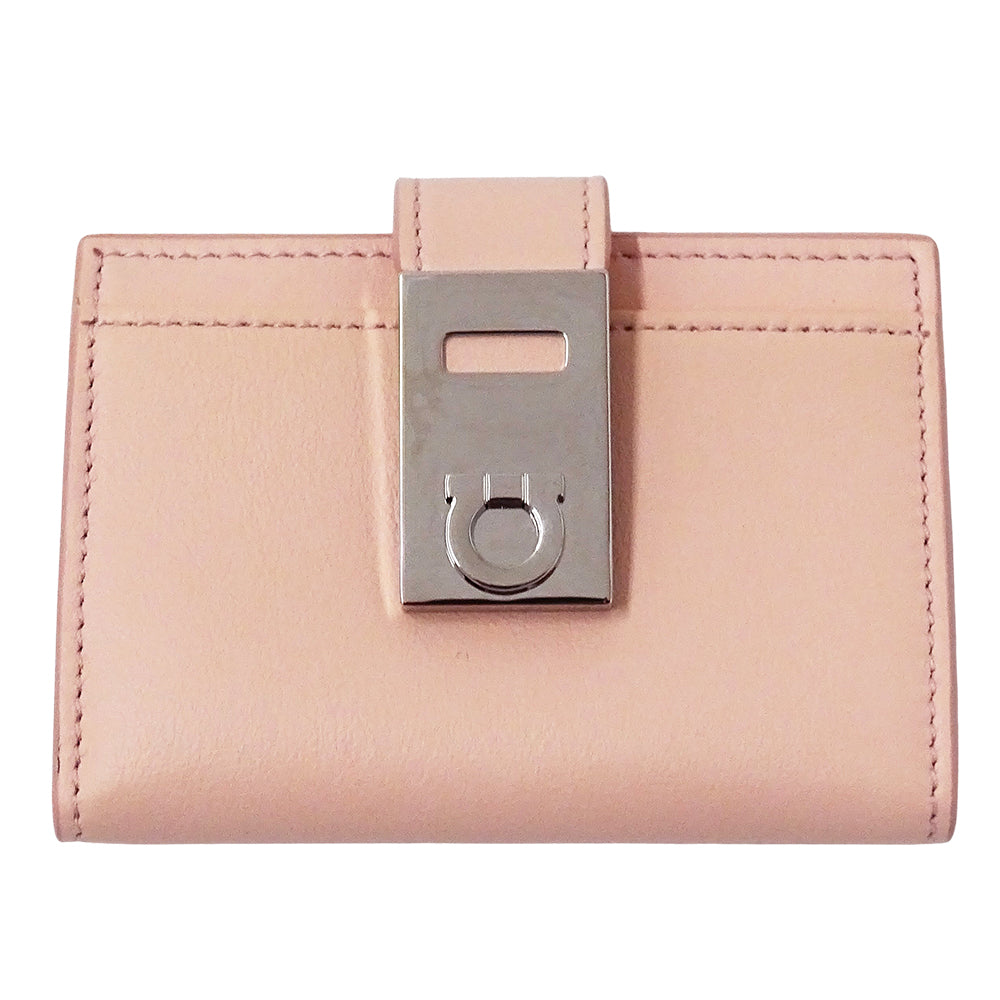Ferragamo フェラガモ カードケース ガンチーニ ピンク レザー レディース 【中古】