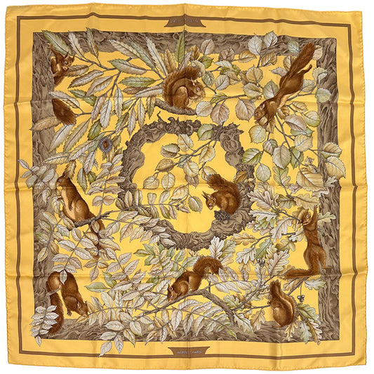 HERMES エルメス カレ90 CASSE NOISETTE くるみ割り スカーフ イエロー マルチカラー シルク レディース 【中古】