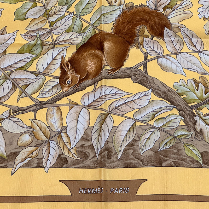 HERMES エルメス カレ90 CASSE NOISETTE くるみ割り スカーフ イエロー マルチカラー シルク レディース 【中古】