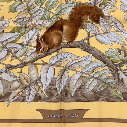 HERMES エルメス カレ90 CASSE NOISETTE くるみ割り スカーフ イエロー マルチカラー シルク レディース 【中古】