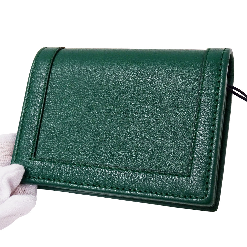 GUCCI グッチ 二つ折り財布 プチマーモント バンブー グリーン 658244 レザー レディース 【中古】