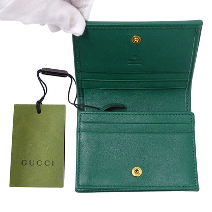 GUCCI グッチ 二つ折り財布 プチマーモント バンブー グリーン 658244 レザー レディース 【中古】