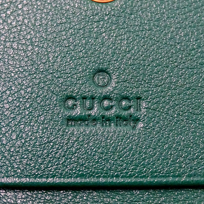 GUCCI グッチ 二つ折り財布 プチマーモント バンブー グリーン 658244 レザー レディース 【中古】