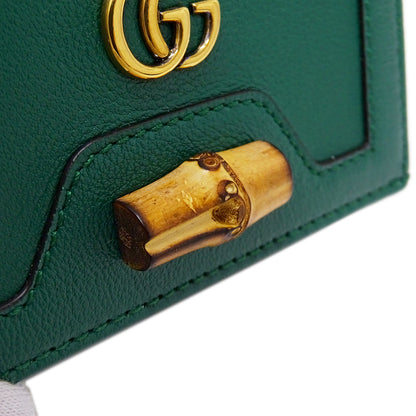 GUCCI グッチ 二つ折り財布 プチマーモント バンブー グリーン 658244 レザー レディース 【中古】