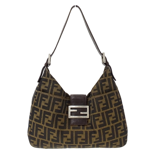 FENDI フェンディ ショルダーバッグ ズッカ ブラウン キャンバス レディース 【中古】