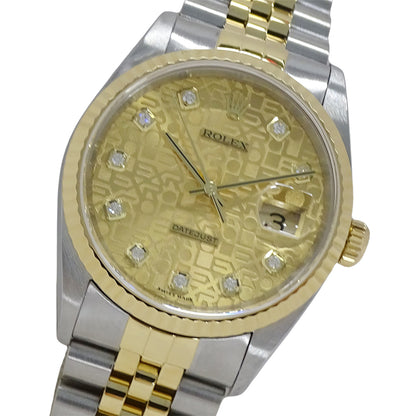 ROLEX ロレックス デイトジャスト 16233G Y番 メンズ 腕時計 10Pダイヤ 自動巻き AT ステンレス ゴールド 磨き済み【中古】