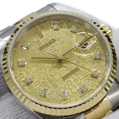ROLEX ロレックス デイトジャスト 16233G Y番 メンズ 腕時計 10Pダイヤ 自動巻き AT ステンレス ゴールド 磨き済み【中古】