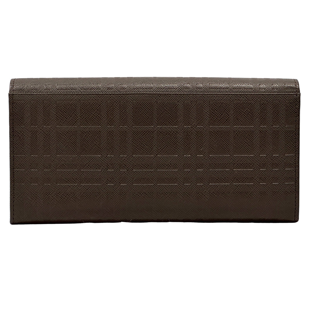 BURBERRY バーバリー 長財布 ブラウン レザー チェック レディース メンズ 【中古】