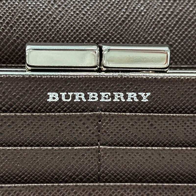 BURBERRY バーバリー 長財布 ブラウン レザー チェック レディース メンズ 【中古】