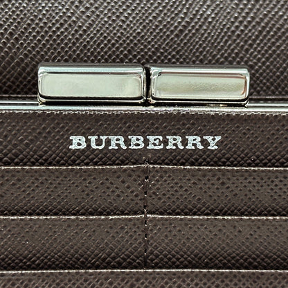 BURBERRY バーバリー 長財布 ブラウン レザー チェック レディース メンズ 【中古】