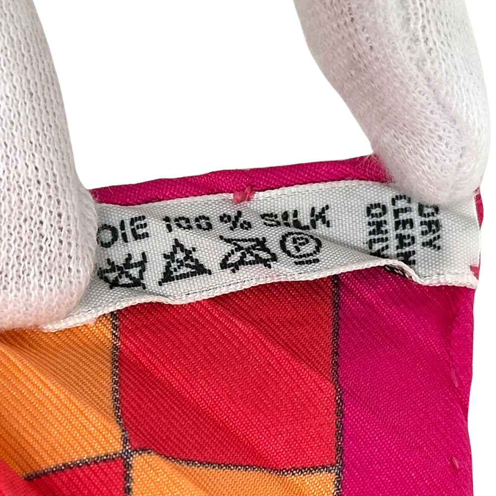 HERMES エルメス プリーツ Fantaisies indiennes 眩惑のインド スカーフ ピンク レッド シルク レディース 【中古】