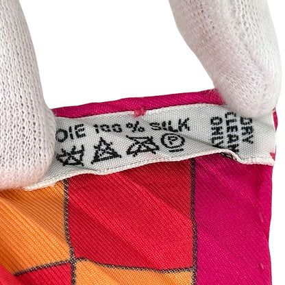 HERMES エルメス プリーツ Fantaisies indiennes 眩惑のインド スカーフ ピンク レッド シルク レディース 【中古】