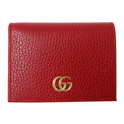GUCCI グッチ 二つ折り財布 プチマーモント レッド 456126 レザー レディース 【中古】
