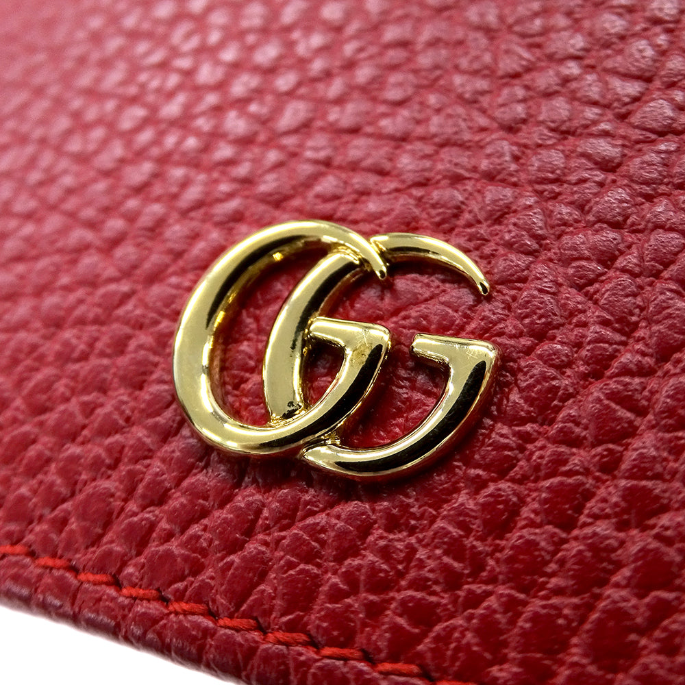 GUCCI グッチ 二つ折り財布 プチマーモント レッド 456126 レザー レディース 【中古】