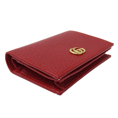 GUCCI グッチ 二つ折り財布 プチマーモント レッド 456126 レザー レディース 【中古】