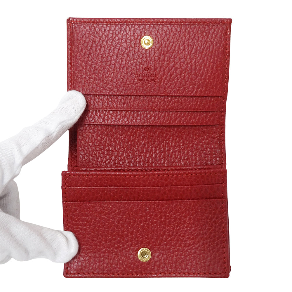 GUCCI グッチ 二つ折り財布 プチマーモント レッド 456126 レザー レディース 【中古】
