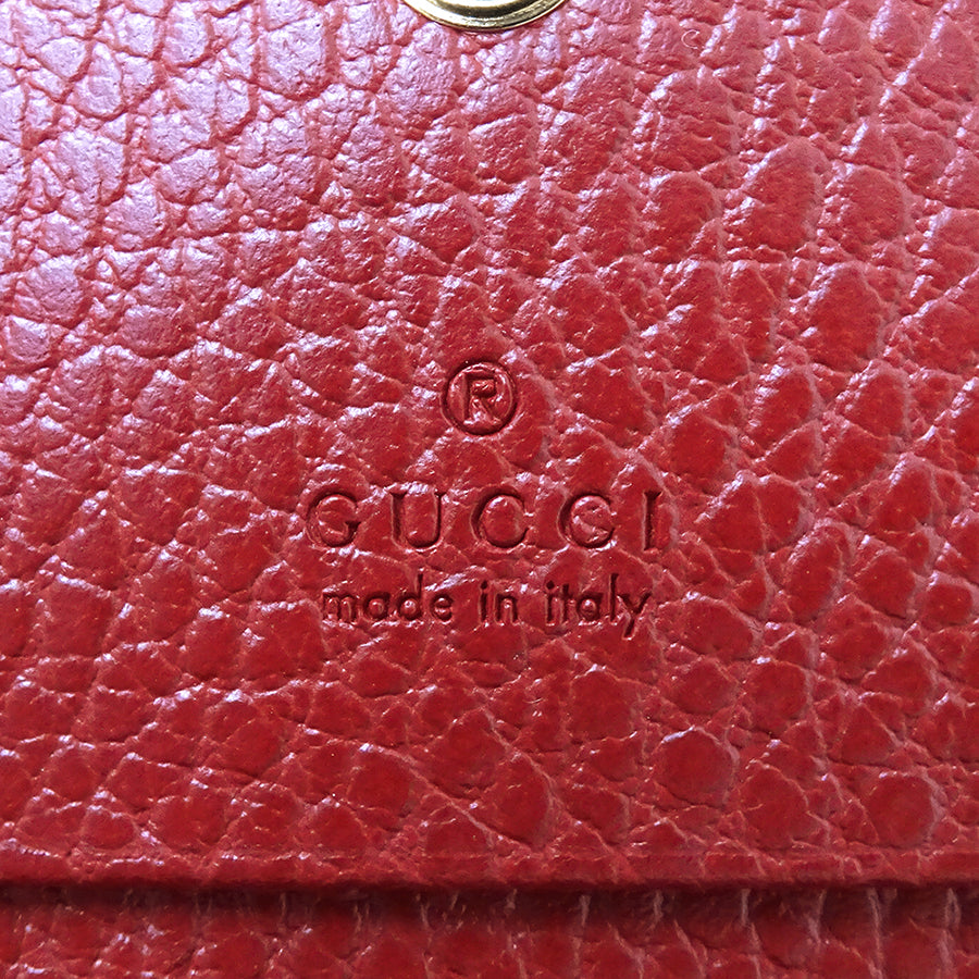 GUCCI グッチ 二つ折り財布 プチマーモント レッド 456126 レザー レディース 【中古】