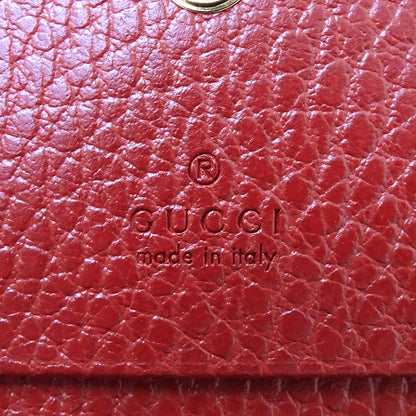GUCCI グッチ 二つ折り財布 プチマーモント レッド 456126 レザー レディース 【中古】