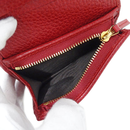 GUCCI グッチ 二つ折り財布 プチマーモント レッド 456126 レザー レディース 【中古】