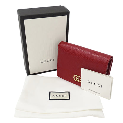 GUCCI グッチ 二つ折り財布 プチマーモント レッド 456126 レザー レディース 【中古】