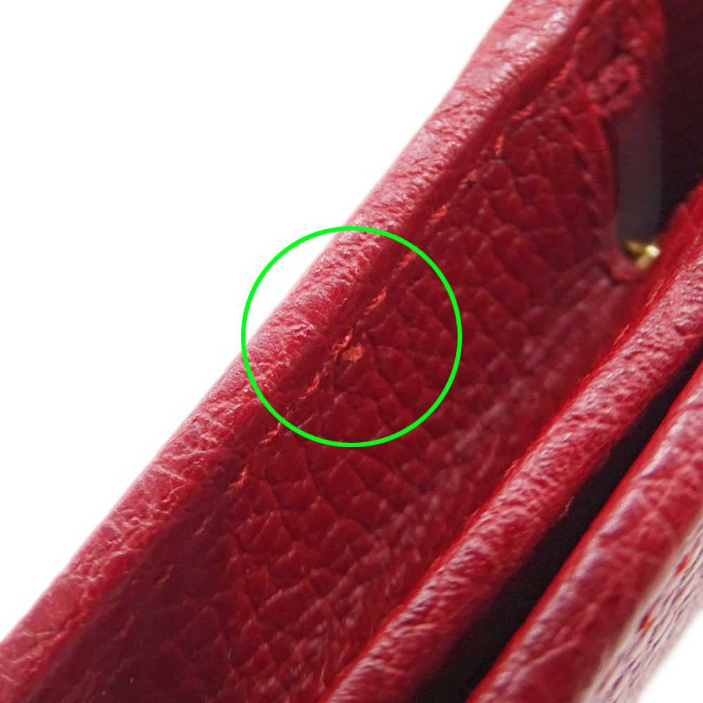 GUCCI グッチ 二つ折り財布 プチマーモント レッド 456126 レザー レディース 【中古】