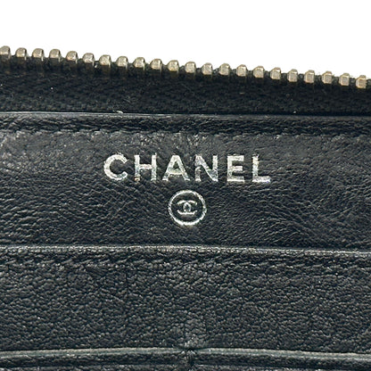 CHANEL シャネル 長財布 マトラッセ スタッズ ブラック シルバー金具 レザー レディース 【中古】