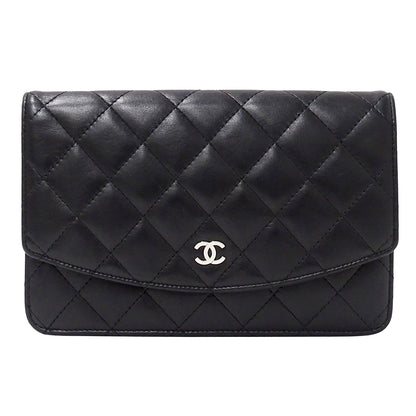 CHANEL シャネル クラッチバッグ セカンドバッグ 長財布 マトラッセ ブラック シルバー金具 ラムスキン レディース 【中古】